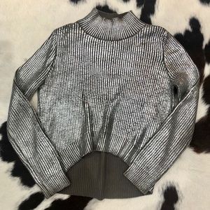 Sass & Bide Silver Metallic Foiled Cropped Sweater